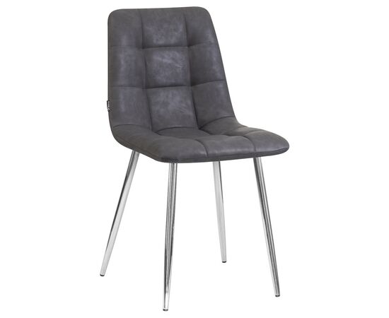 Стул обеденный DOBRIN ALEX, хром ножки, серая антрацитовая винтажная экокожа (RU-08), Вариант: хром ножки, серая антрацитовая винтажная экокожа (RU-08) | Интернет магазин мебели и декора LifeDekor