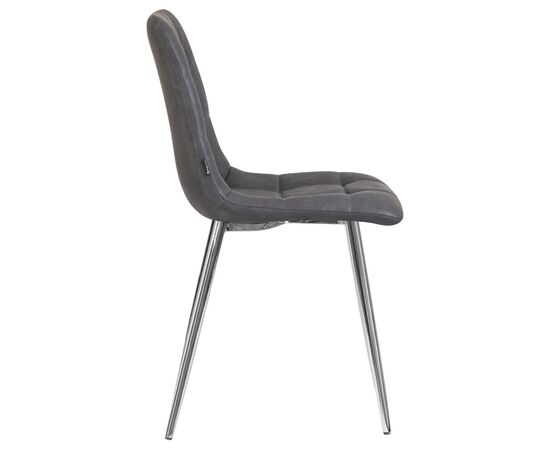 Стул обеденный DOBRIN ALEX, хром ножки, серая антрацитовая винтажная экокожа (RU-08), Вариант: хром ножки, серая антрацитовая винтажная экокожа (RU-08), изображение 3 | Интернет магазин мебели и декора LifeDekor