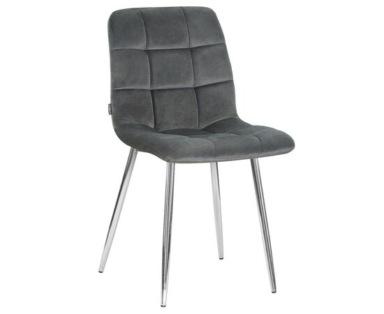 Стул обеденный DOBRIN ALEX, хром ножки, темно-серый велюр (V108-91), Вариант: хром ножки, темно-серый велюр (V108-91) | Интернет магазин мебели и декора LifeDekor