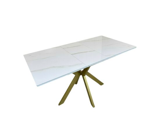 Стол керамический Кондор100-140*70 белый глянец/золото | Интернет магазин мебели и декора LifeDekor