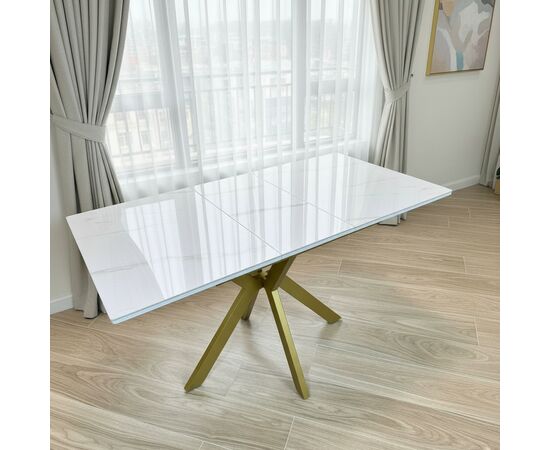 Стол керамический Кондор100-140*70 белый глянец/золото, изображение 14 | Интернет магазин мебели и декора LifeDekor