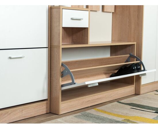 Прихожая «Интер» со шкафом, Дуб сонома/белый, изображение 8 | Интернет магазин мебели и декора LifeDekor