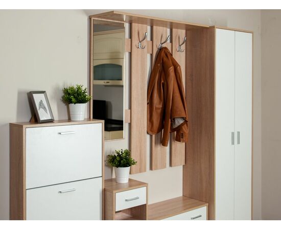 Прихожая «Интер» со шкафом, Дуб сонома/белый, изображение 9 | Интернет магазин мебели и декора LifeDekor