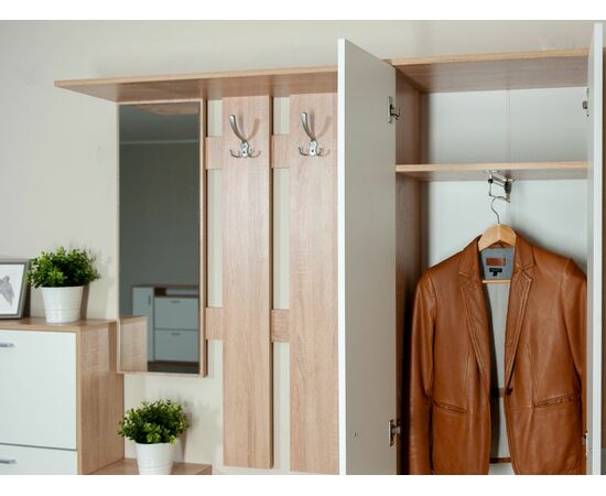 Прихожая «Интер» со шкафом, Дуб сонома/белый, изображение 10 | Интернет магазин мебели и декора LifeDekor