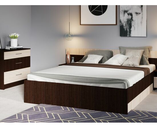 Спальня «Алена» без шкафа, Венге/Дуб молочный, изображение 2 | Интернет магазин мебели и декора LifeDekor