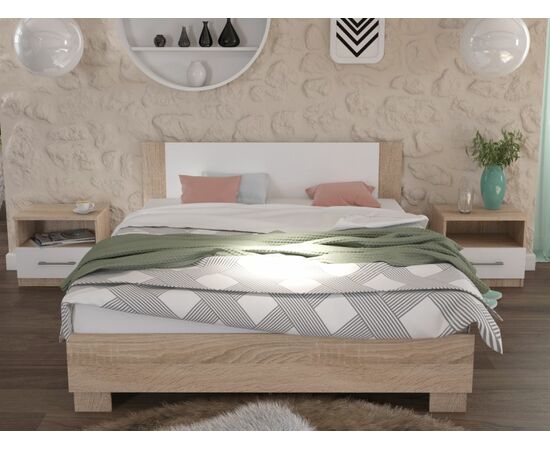 Кровать «Аврора» 140*200 (основание ЛДСП), Дуб сонома/Белый, изображение 4 | Интернет магазин мебели и декора LifeDekor