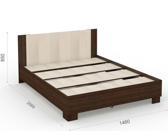 Кровать «Аврора» 140*200 (основание ЛДСП), Венге/Дуб молочный, изображение 3 | Интернет магазин мебели и декора LifeDekor