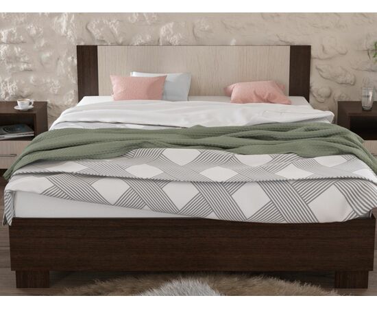 Кровать «Аврора» 140*200 (основание ЛДСП), Венге/Дуб молочный, изображение 4 | Интернет магазин мебели и декора LifeDekor