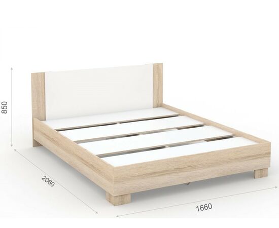 Кровать «Аврора» 160*200 (основание ЛДСП), Дуб сонома/Белый, изображение 3 | Интернет магазин мебели и декора LifeDekor