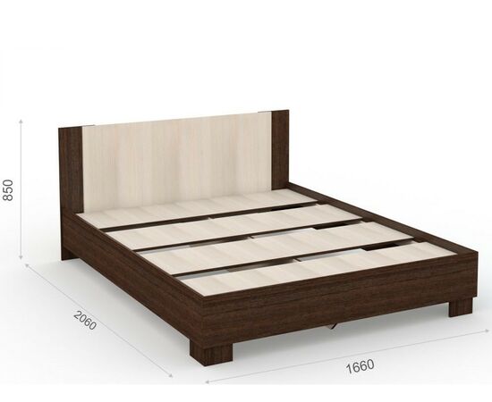 Кровать «Аврора» 160*200 (основание ЛДСП), Венге/Дуб молочный, изображение 3 | Интернет магазин мебели и декора LifeDekor