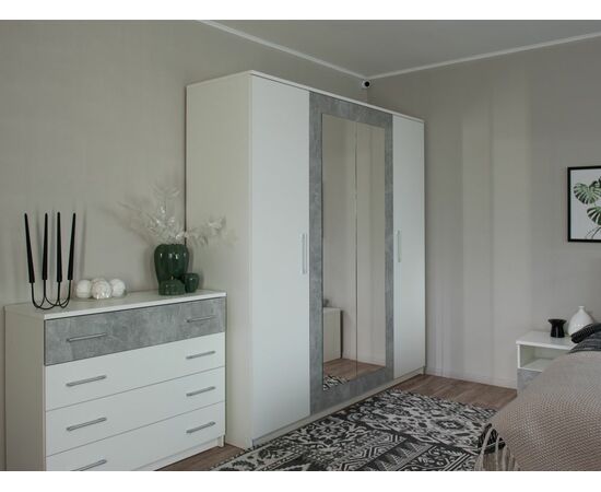 Шкаф «Аврора» 4дв, Белый/Ателье светлый, изображение 5 | Интернет магазин мебели и декора LifeDekor