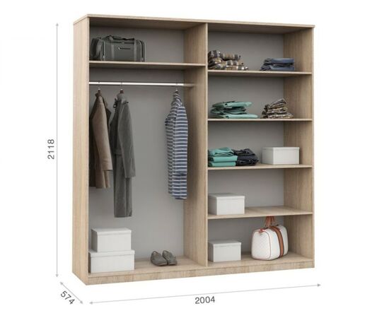 Спальня «Аврора» 4дв шк, Дуб сонома/Белый, изображение 4 | Интернет магазин мебели и декора LifeDekor