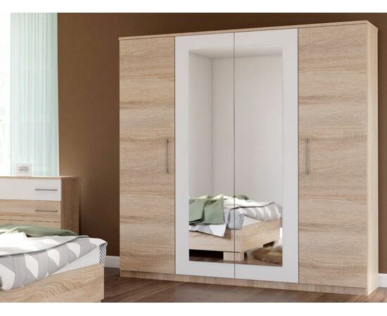 Спальня «Аврора» 4дв шк, Дуб сонома/Белый, изображение 3 | Интернет магазин мебели и декора LifeDekor