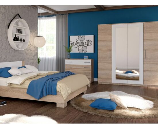 Шкаф «Аврора» 4дв, Дуб сонома/Белый, изображение 5 | Интернет магазин мебели и декора LifeDekor