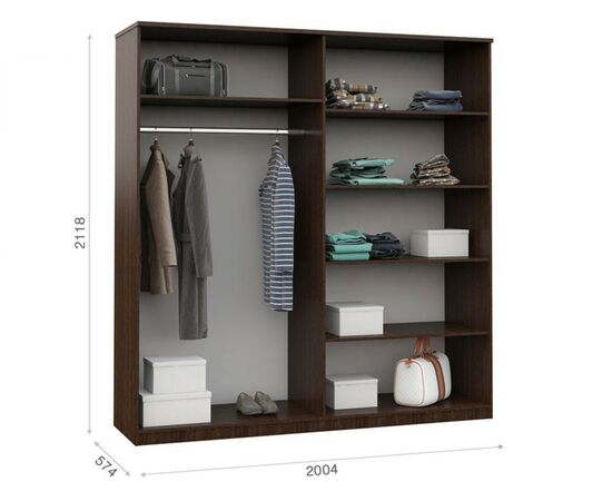 Шкаф «Аврора» 4дв, Венге/Дуб молочный, изображение 3 | Интернет магазин мебели и декора LifeDekor