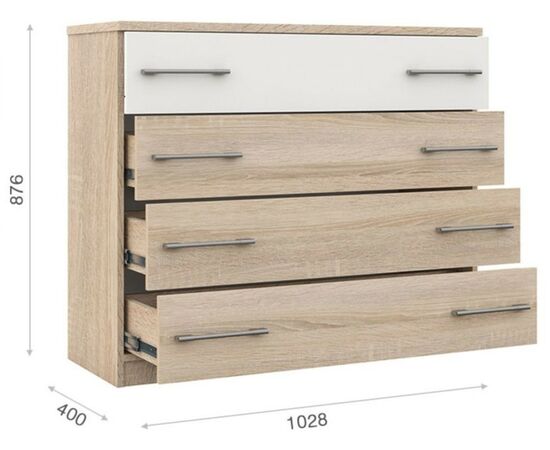 Спальня «Аврора» 4дв шк, Дуб сонома/Белый, изображение 6 | Интернет магазин мебели и декора LifeDekor