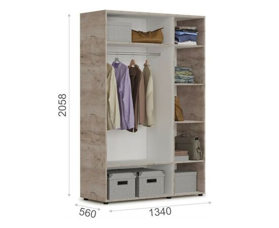 Шкаф Джулия 3дв ДЗД, Крафт серый/Белый глянец, изображение 3 | Интернет магазин мебели и декора LifeDekor