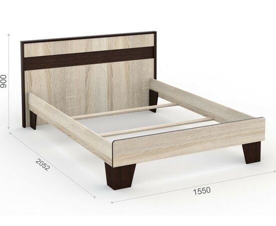Кровать «Эшли» 140*200 (без ламелей), Венге/сонома, изображение 3 | Интернет магазин мебели и декора LifeDekor