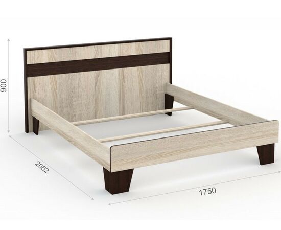Кровать «Эшли» 160*200 (без ламелей), Венге/сонома, изображение 3 | Интернет магазин мебели и декора LifeDekor