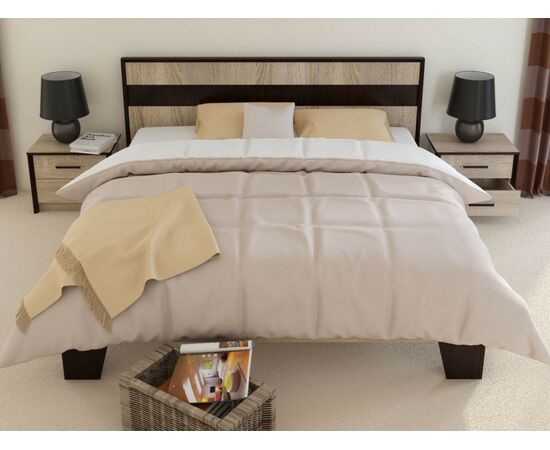 Кровать «Эшли» 160*200 (без ламелей), Венге/сонома, изображение 4 | Интернет магазин мебели и декора LifeDekor