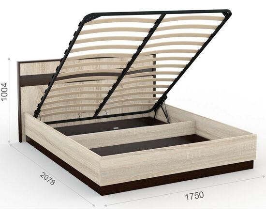 Кровать «Эшли» 160*200 (подъемник), Венге/сонома, изображение 3 | Интернет магазин мебели и декора LifeDekor