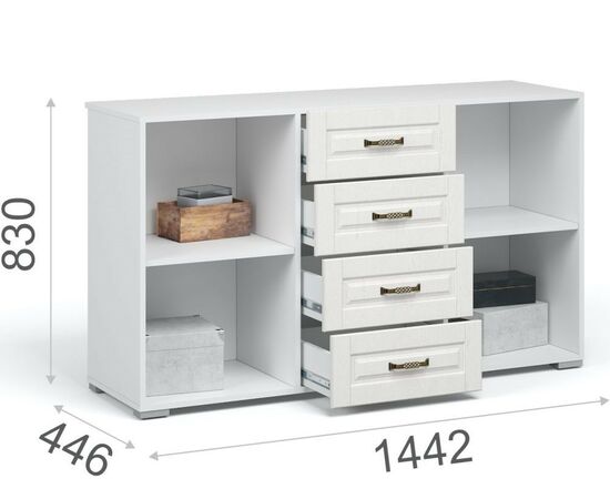 Комод «Лацио» 2д4ящ Белый/Белое дерево, изображение 3 | Интернет магазин мебели и декора LifeDekor