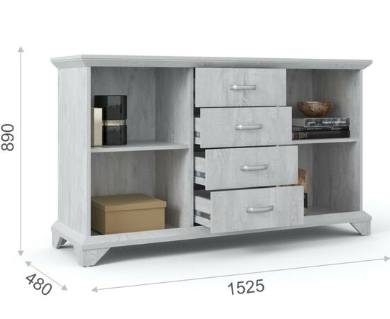 Комод «Лорена» 2д4ящ, Бетон Паин белый, изображение 3 | Интернет магазин мебели и декора LifeDekor