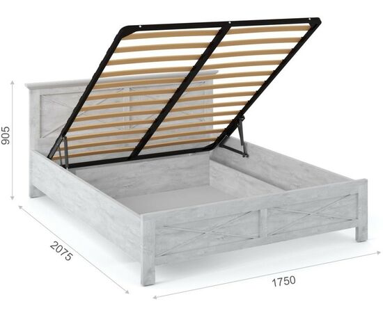 Кровать «Лорена» 160 (подъемник), Бетон Паин белый, изображение 3 | Интернет магазин мебели и декора LifeDekor