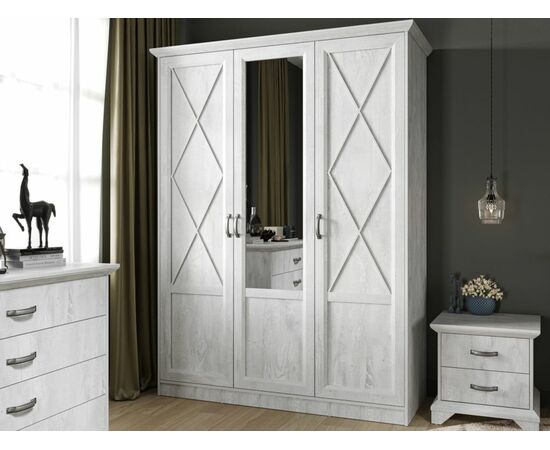 Шкаф «Лорена» 3-х дверный, Бетон Паин белый, изображение 4 | Интернет магазин мебели и декора LifeDekor