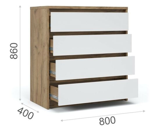 Комод «Мишель» 4ящ, Дуб крафт золотой/Белый жемчуг, изображение 3 | Интернет магазин мебели и декора LifeDekor