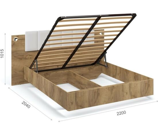 Кровать «Мишель» 160x200 п/м, Дуб крафт золотой, изображение 3 | Интернет магазин мебели и декора LifeDekor