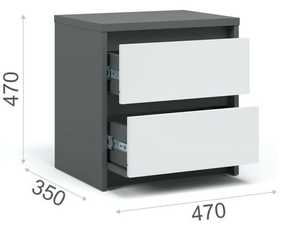 Тумба «Мишель» 2ящ, Антрацит/Белый жемчуг, изображение 3 | Интернет магазин мебели и декора LifeDekor