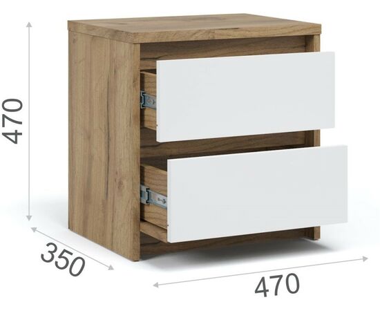 Тумба «Мишель» 2ящ, Дуб крафт золотой/Белый жемчуг, изображение 3 | Интернет магазин мебели и декора LifeDekor