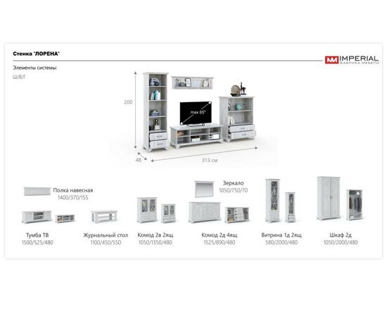 Комод «Лорена» 2в2ящ, Бетон Паин белый, изображение 7 | Интернет магазин мебели и декора LifeDekor