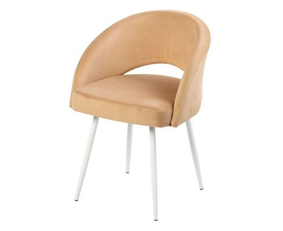 Полукресло МИРЕЛЛА ВЕЛЮР 13 КАРАМЕЛЬ, Каркас ГРЭЙС МЕТАЛЛ, Белый глянец, изображение 2 | Интернет магазин мебели и декора LifeDekor