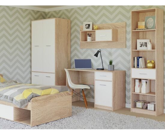 Шкаф-пенал «Стелс» 1ящ, Дуб сонома/белый, изображение 4 | Интернет магазин мебели и декора LifeDekor