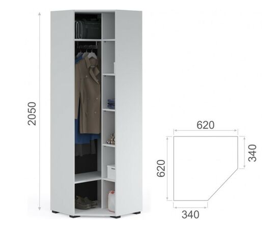 Шкаф «Йорк» 62, Белый/белый глянец, изображение 3 | Интернет магазин мебели и декора LifeDekor