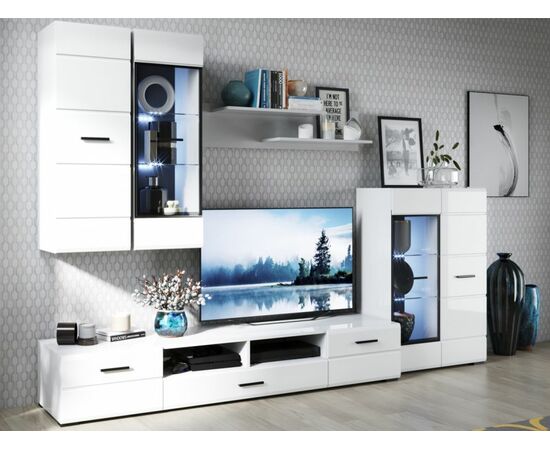 Пенал-витрина «Йорк» навесная (02), Белый/белый глянец, изображение 5 | Интернет магазин мебели и декора LifeDekor