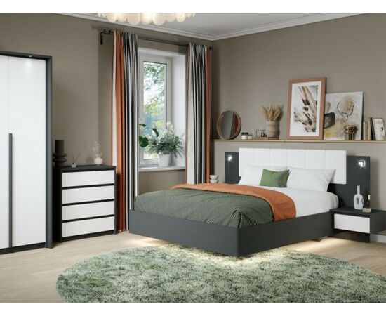 Спальня «Мишель» 3шк, Антрацит/Белый жемчуг | Интернет магазин мебели и декора LifeDekor