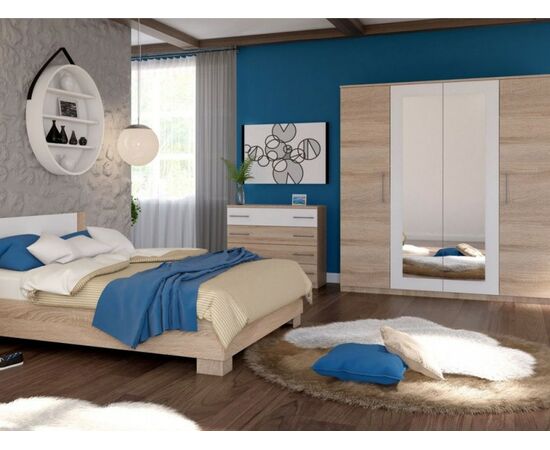 Спальня «Аврора» 4дв шк, Дуб сонома/Белый | Интернет магазин мебели и декора LifeDekor