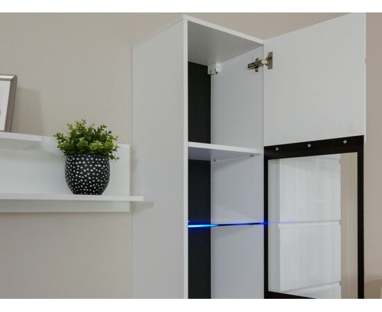 Пенал-витрина «Йорк» навесная (01) ПР, Белый/белый глянец, изображение 6 | Интернет магазин мебели и декора LifeDekor