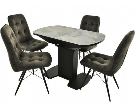 Обеденная группа (Стол Корсика Мрамор светлый и 4 Бордо Милано 12), черный | Интернет магазин мебели и декора LifeDekor