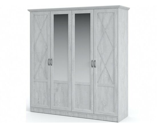 Шкаф «Лорена» 4-х дверный, Бетон Паин белый | Интернет магазин мебели и декора LifeDekor