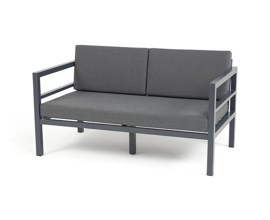"Эстелья" диван 2-местный, каркас алюминий темно-серый (RAL7024) муар, ткань темно-серая 027 | Интернет магазин мебели и декора LifeDekor