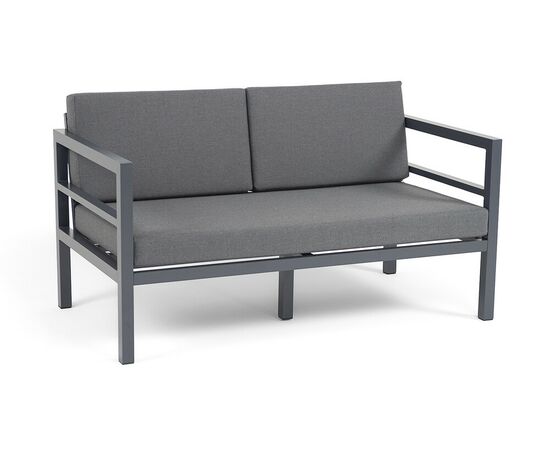 "Эстелья" диван 2-местный, каркас алюминий темно-серый (RAL7024) муар, ткань темно-серая 027, изображение 2 | Интернет магазин мебели и декора LifeDekor