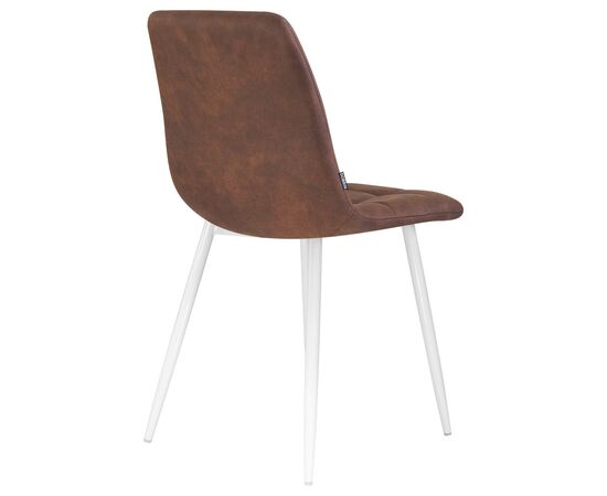 Стул обеденный DOBRIN ALEX, белые ножки, коричневая микрофибра (PK-03), Вариант: белые ножки, коричневая микрофибра (PK-03), изображение 4 | Интернет магазин мебели и декора LifeDekor