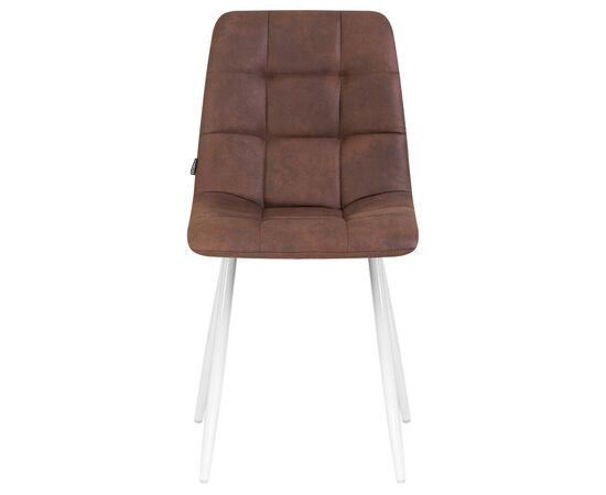 Стул обеденный DOBRIN ALEX, белые ножки, коричневая микрофибра (PK-03), Вариант: белые ножки, коричневая микрофибра (PK-03), изображение 6 | Интернет магазин мебели и декора LifeDekor