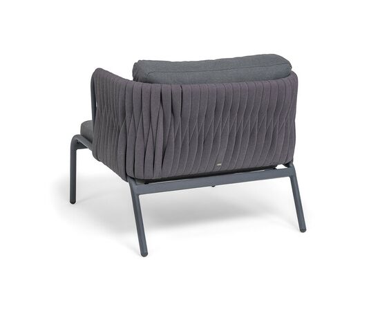 "Ронда" кресло плетеное из роупа, каркас алюминий темно-серый (RAL7024) муар, роуп серый 40 мм tex, ткань темно-серая 027, изображение 5 | Интернет магазин мебели и декора LifeDekor