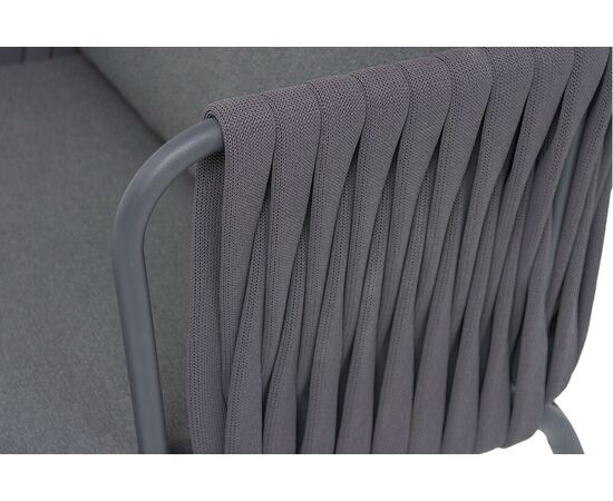 "Ронда" кресло плетеное из роупа, каркас алюминий темно-серый (RAL7024) муар, роуп серый 40 мм tex, ткань темно-серая 027, изображение 6 | Интернет магазин мебели и декора LifeDekor