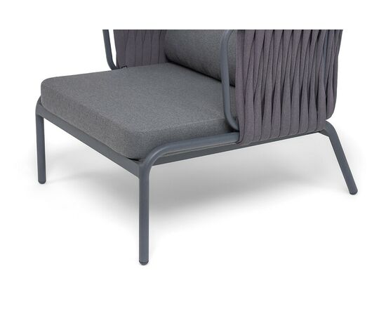 "Ронда" кресло плетеное из роупа, каркас алюминий темно-серый (RAL7024) муар, роуп серый 40 мм tex, ткань темно-серая 027, изображение 7 | Интернет магазин мебели и декора LifeDekor